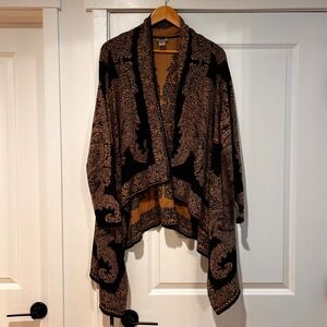 J. Jill Asymmetric Waterfall Cardigan Womens XL Mature Drapy Forest Fairy Grunge